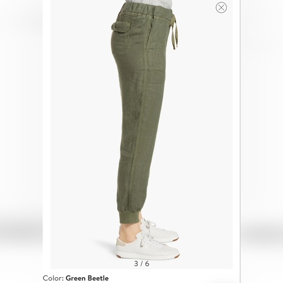Nordstrom Carlson Linen Jogger - Large - Green Beetle - Picture 3 of 6
